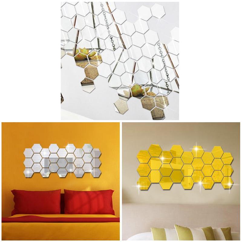3D Spiegel Sechseck Wandaufkleber Wasserdichter und entfernbarer Wandaufkleber Abziehbild Geeignet für Fernseher Hintergrundwand