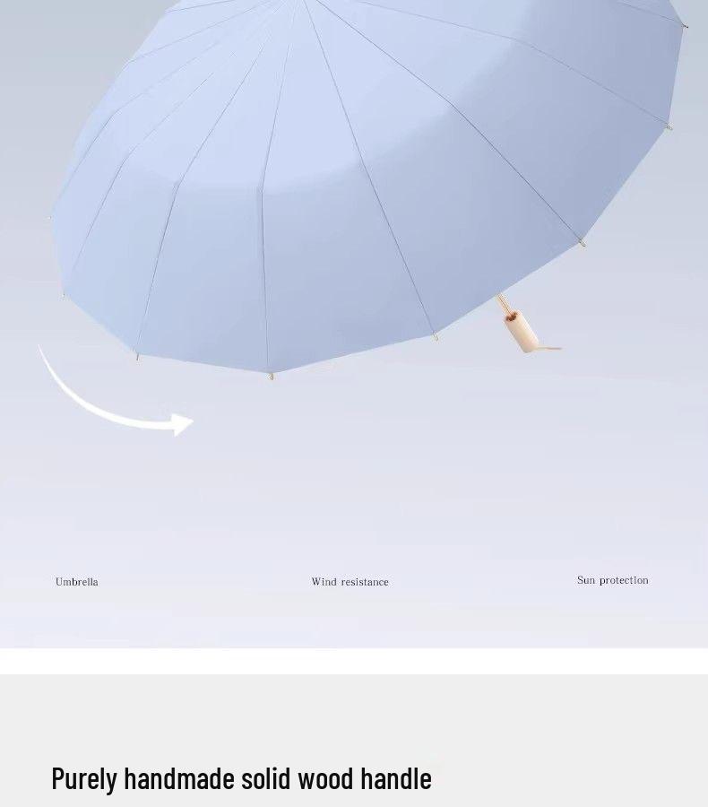16-Rib Women’s Umbrella: Dual Use for Sun & Rain, UV Protective, Reinforced & Thickened for Enhanced Sunshade