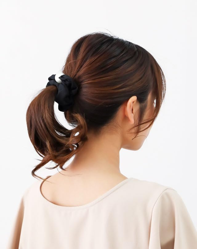 KOEIDO Bijin Kam Scrunchie Simple Pearl A single pearl adds elegance to your look Chocolate - -