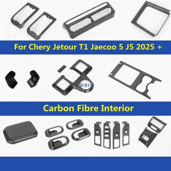 Car Styling Gear Shift Head Window Control Panel Vent Outlet Cover Carbon Fibre Interior For Chery Jetour T1 Jaecoo 5 J5 2025 +