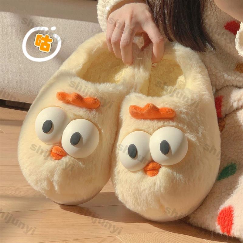 Fashion Women Cute Cartoon Indoor Slippers Funny Winter Plush Warm Fluffy Shoes Female Fashion Casual Soft Bottom Warm Cotton Slippers