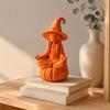 Indoor Autumn Window Displays 3D Printed Meditating Witch Figurine on Pumpkin Base, Minimalist Decorative Hat Sculpture Halloween Desktop Statue, DIY