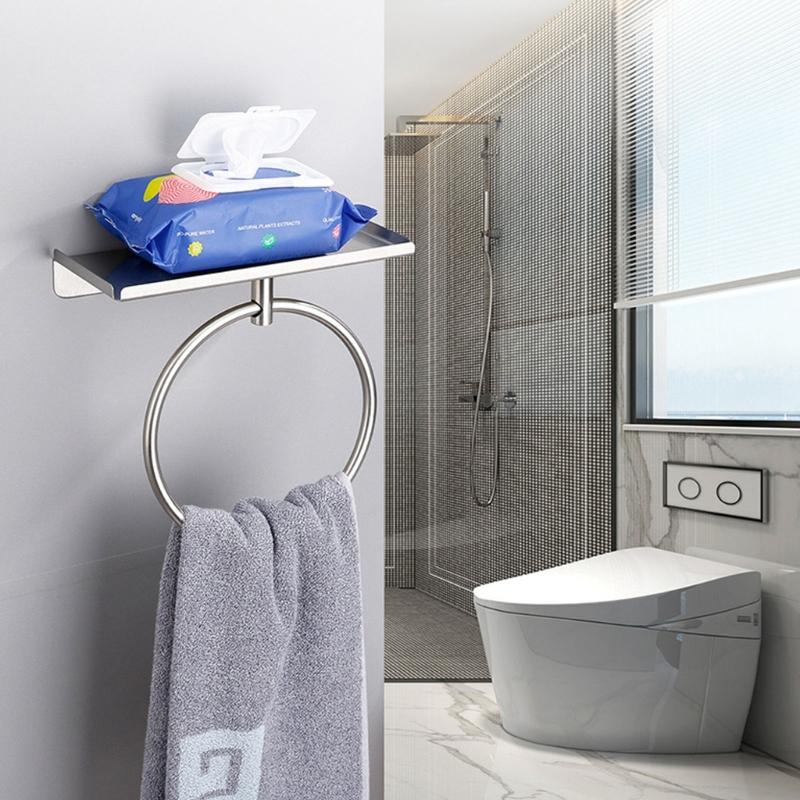 Modern Towel Rings Bathroom Storage Solution Sturdy Stainless Steel Construction Fit Various Wall Types Daily Use