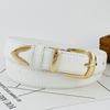 Pu Womens Modern Leather Belt With Gold Metal Pin For Office Casual Daily