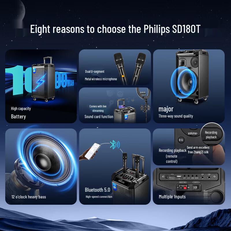 Philips SD180T Portable Bluetooth Trolley Speaker