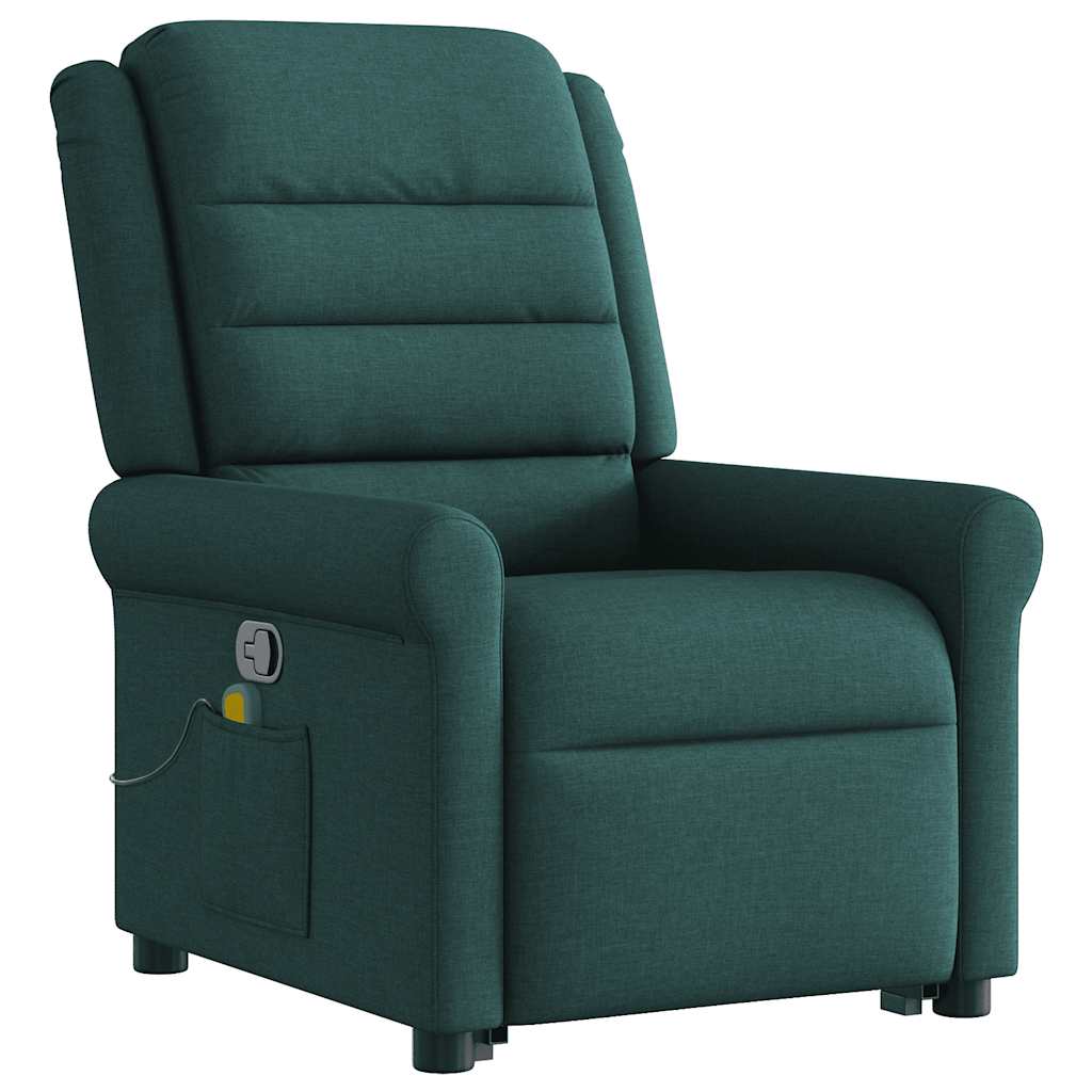 Massage Recliner with Rising Assistance Dark Green Fabric
