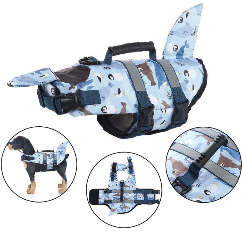 Pet Life Jacket Medium To Large Dogs Swimming Vest With Reflective Stripes Adjustable Hook-and-Loop
