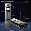 Multi-function EDC LED Flashlight Ultra Thin Mini Pocket Torch with Real Time Power Display Handy Light for Inspection