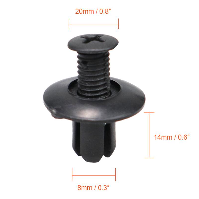 50/100Pcs 8mm Hole Plastic Rivets Fastener Screw Car Bumper Fender Fixed Buckle Auto Fastener Clips Automobile Accessories