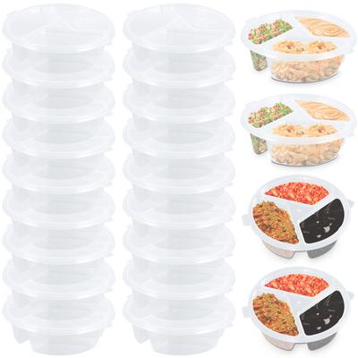 50/100Pcs 150ml Plastic Condiment Containers 3 Compartment Dips Containers Reusable Sauce Cups With Lid Dishwasher Safe Dips