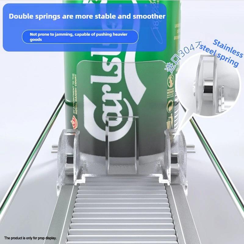 Automatic Soda Can Dispenser Retail Transparent Slide Rail Beverage Storage Organizer Rack Drink Spring Pusher For Fridge