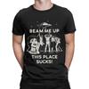 Harajuku T-Shirt Strand Beam Me Up Dieser Ort ist Mist! Hipster T-Shirts 100% Baumwolle T-Shirt für Herren Y2K-Muster Kurzarm-T-Shirts
