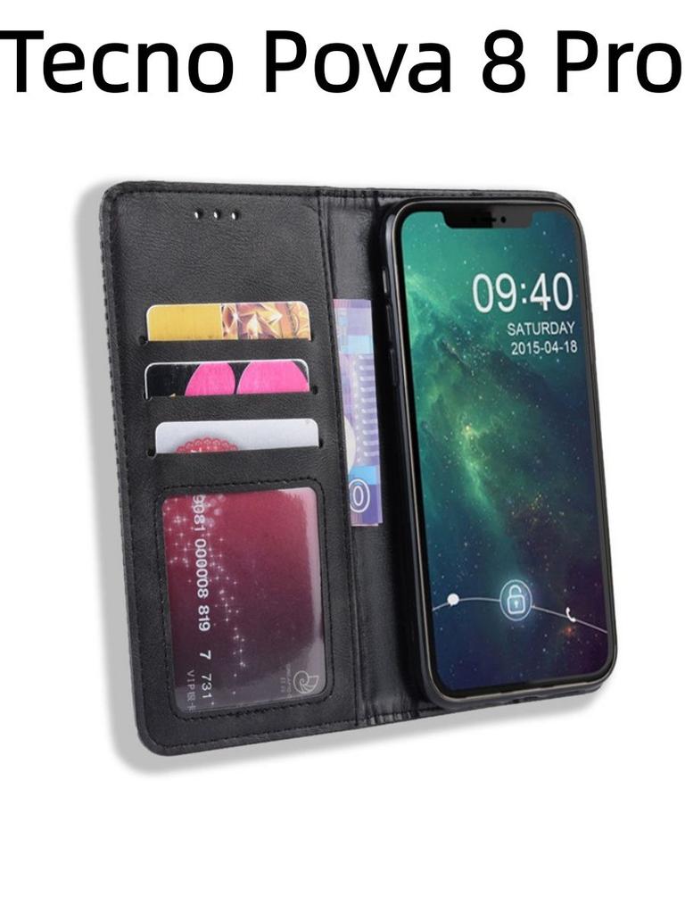For Tecno Pova 8 Pro Case Flip Wallet Magnetic Buckle Retro Leather Cover for Tecno Pova 8 Pro Phone Back Cover
