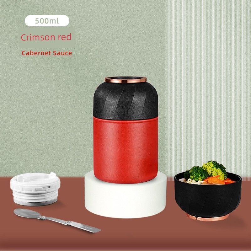 304 Stainless Steel Dual-Purpose Large-Capacity Thermal Cup, Portable Household Thermal Pot, Gift Cup Red-500Ml