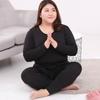 2 piezas Ropa interior térmica de cuello redondo cálida de color sólido de alta calidad talla grande calzoncillos largos conjuntos moldeadores para mujer M-10XL