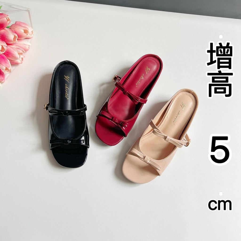 5 cm height increase bow wedge heel open-toed sandals women's outer wear 2025 summer new sweet not tired foot slippers