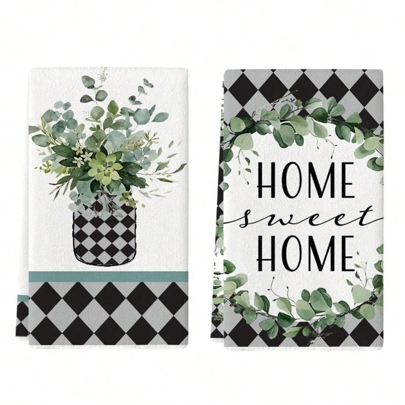 2 Stück Küchentücher, Handtuchsets, Super saugfähige weiche Reinigungstücher, Küchen Dekoration, Küchenutensilien, Haushaltsutensilien, Reinigungstücher