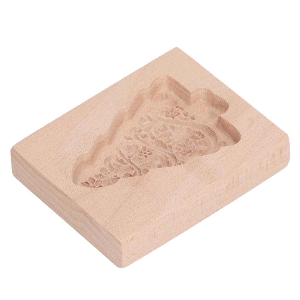 Carved Wooden Cookies Cutter Mold Kitchen Gingerbread Biscuit Press Stamp Embossing Mould Christmas Tree Shape