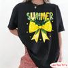 Preppy Summer Vibes Lemon Bow Girly Summer Women TShirt Summer Yellow Lemon Bowknot Pattern Print Clothes Graphic Tees