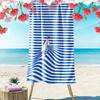 Sailboat On Blue Striped Waves Beach Towel Quick-drying for Travel Outdoor Sports Jogging Beach and Swimming