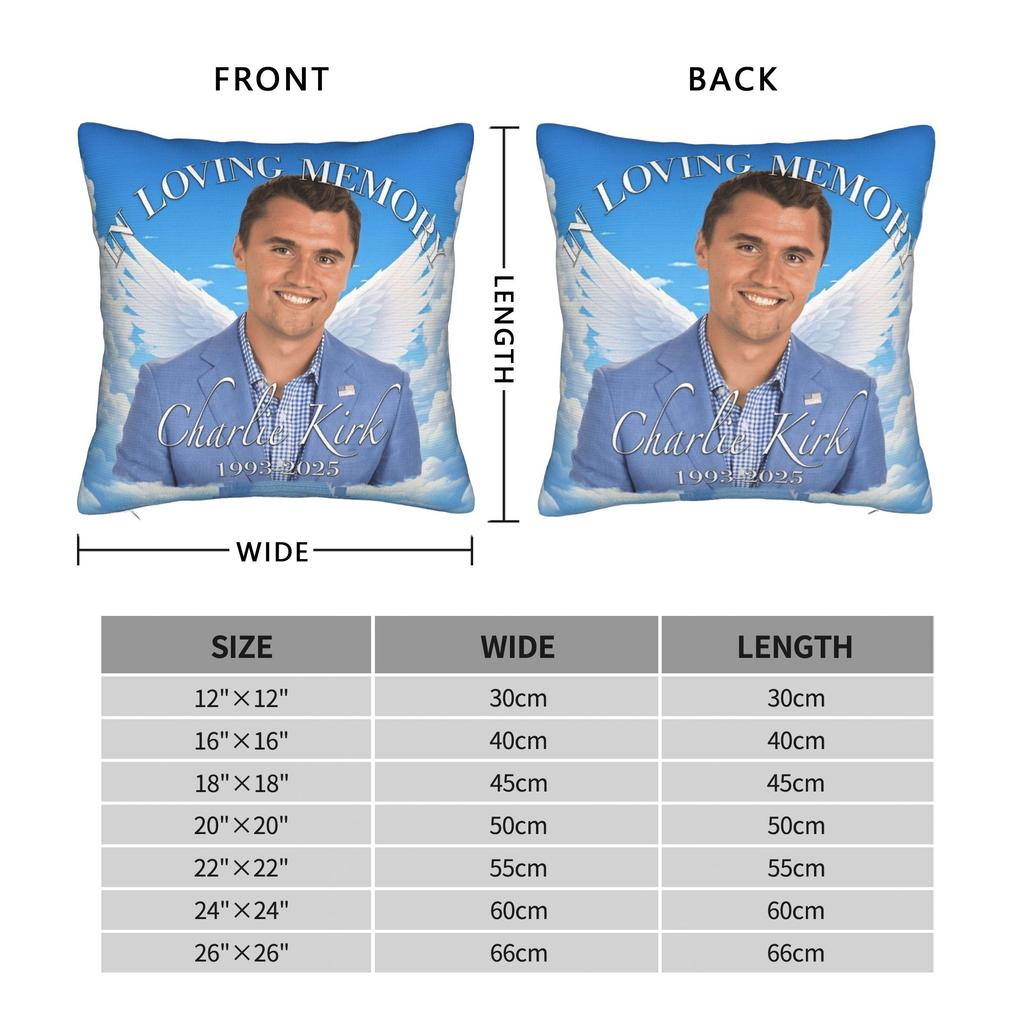 Charlie Kirk Memorial Pillow Cover Graphic Cushion Cover Vintage Pillow Case For Couch Sofa Bedroom