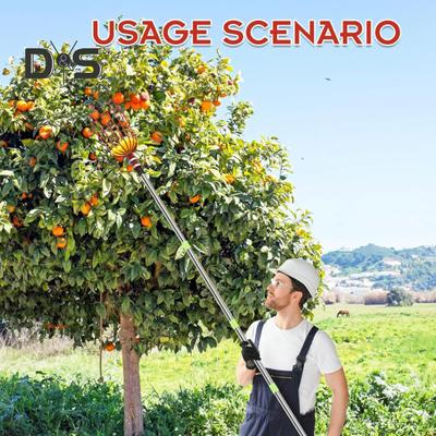 Fruit Picker with Basket Stainless Steel Segmented Long Handle Fruit Harvesting Tool Detachable Multi-purpose Fruit Picker for Avocado Lemon Pear