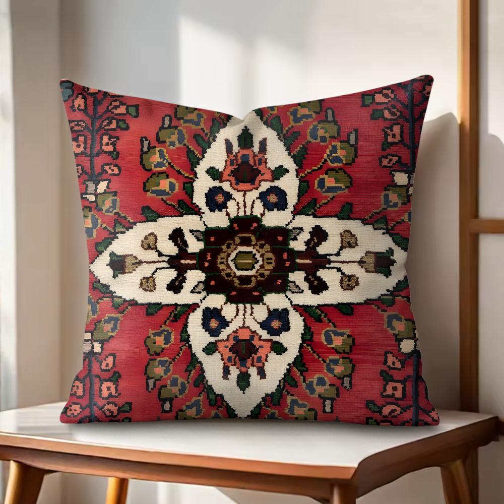 Persian Rug Pattern Cushion Cover Natural Linen Organic Fabric DoubleSided Printing Couch Pillow Covers Home Decor