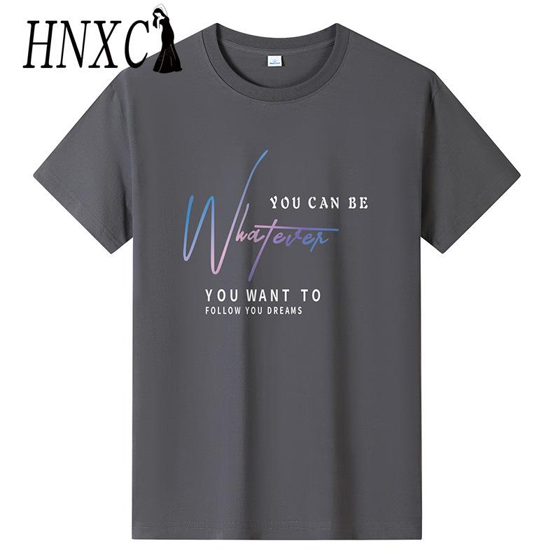 HNXC Puuvillane lühikeste varrukatega T-särk Meeste moodne vaba poolvarrukatega särk trükitud kaastundesärk