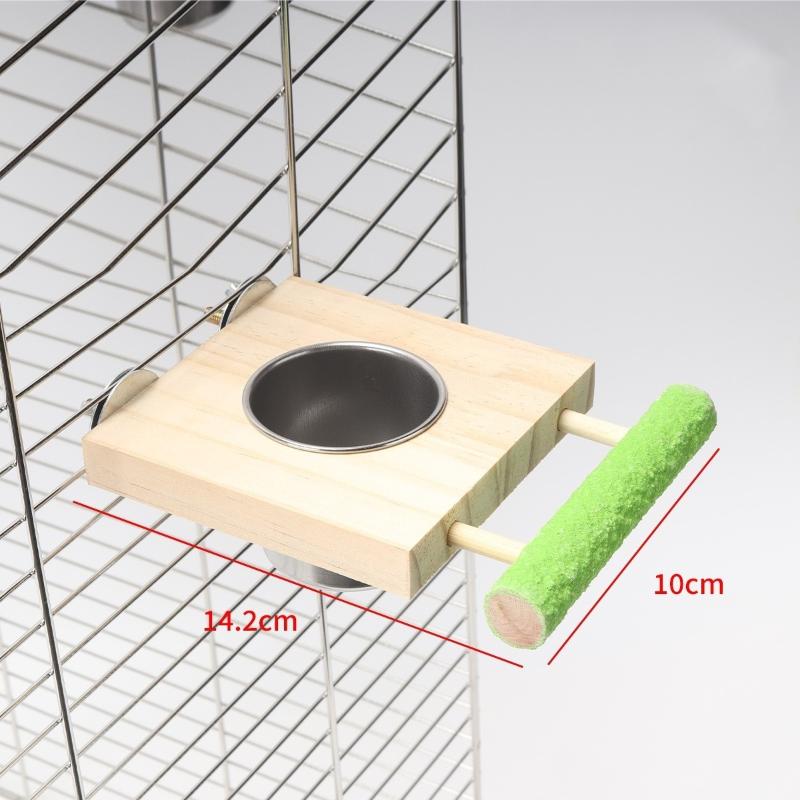 

Кормушка из нержавеющей стали для птиц, попугаев, жердочка из массива дерева, деревянная подставка, кормушка, устойчивая к клеванию, игрушка-подставка, товары для питомцев A3