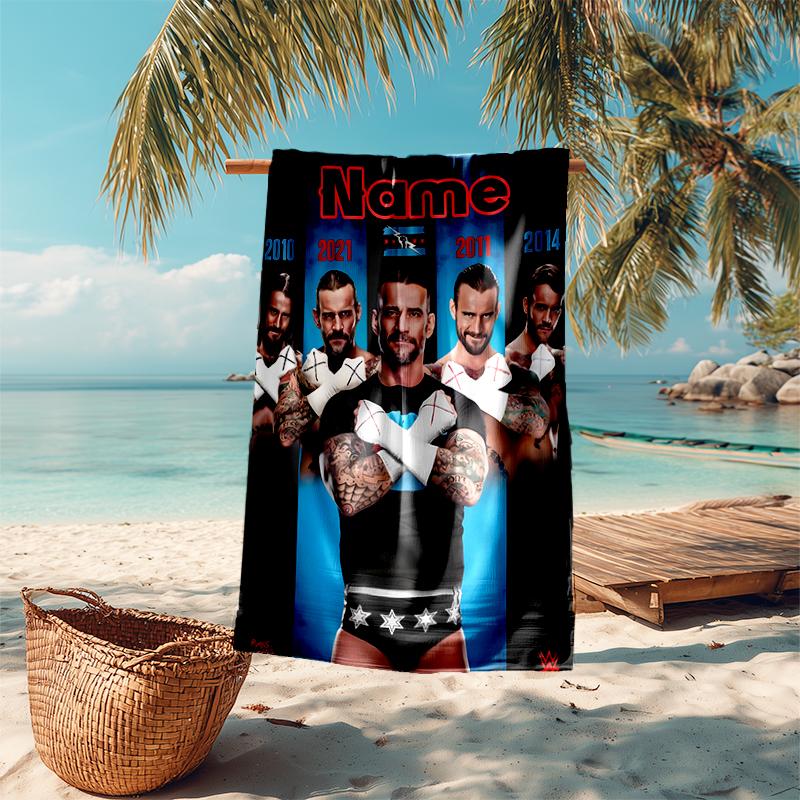 Personalized Customized Proof Beach Towel with CM Punk Pattern - Soft, Absorbent, Quick-drying, Perfect Swimming, Camping&bathing