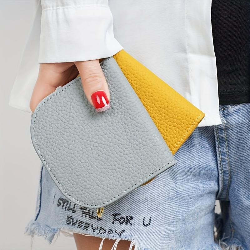 Women'S Genuine Leather Wallet, Slim Half-Round Design, Double-Fold Card Holder with Zipper for Coins, a Perfect Gift.