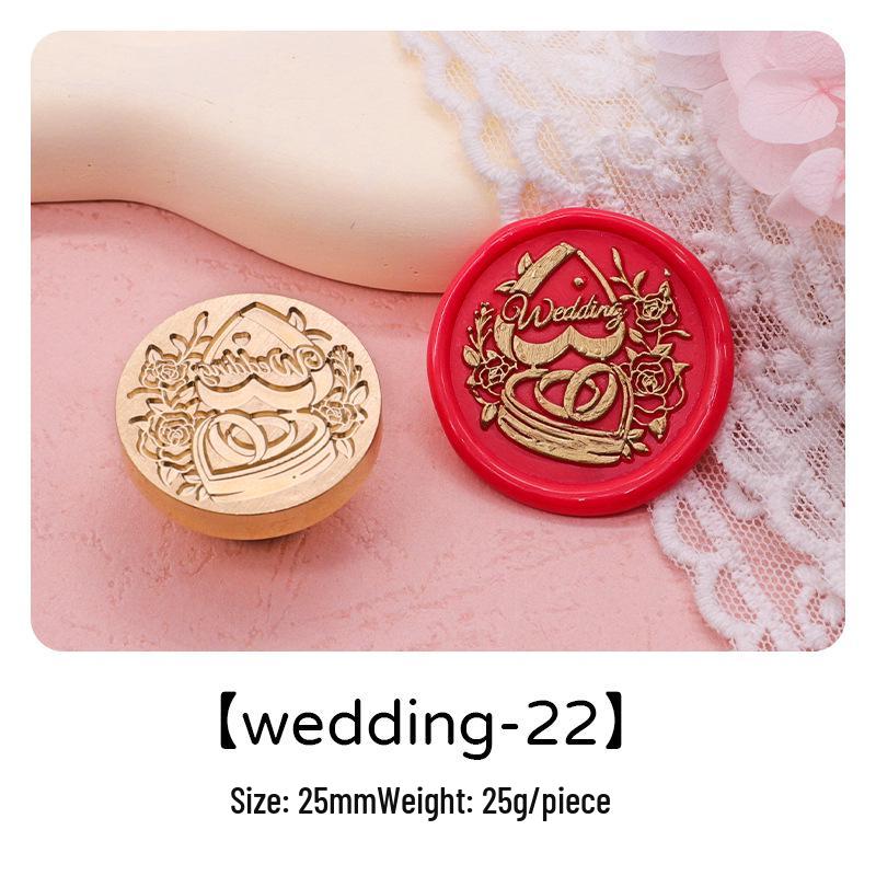 Wedding Series Round Wax Seal Stamp Head - Copper Handmade Letter Sealing