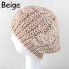 Women's Beret Solid Color Baggy Knit Crochet Beanie Hat Winter Warm Ski Cap