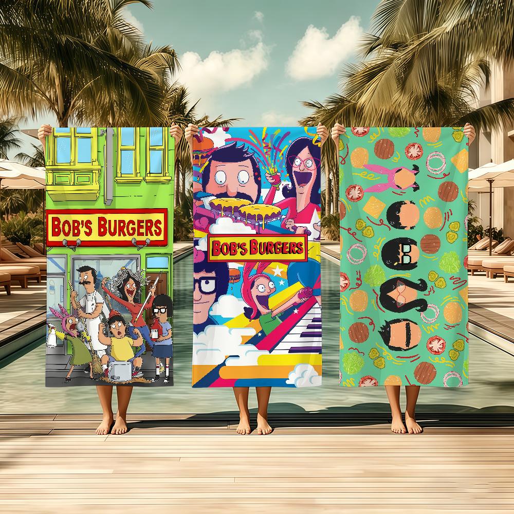 Cartoon B-BobsS B-BurgersS Towel Textile Bathrobe Beach Quick-Drying Lightweight Portable Camping Swim Pool Travel
