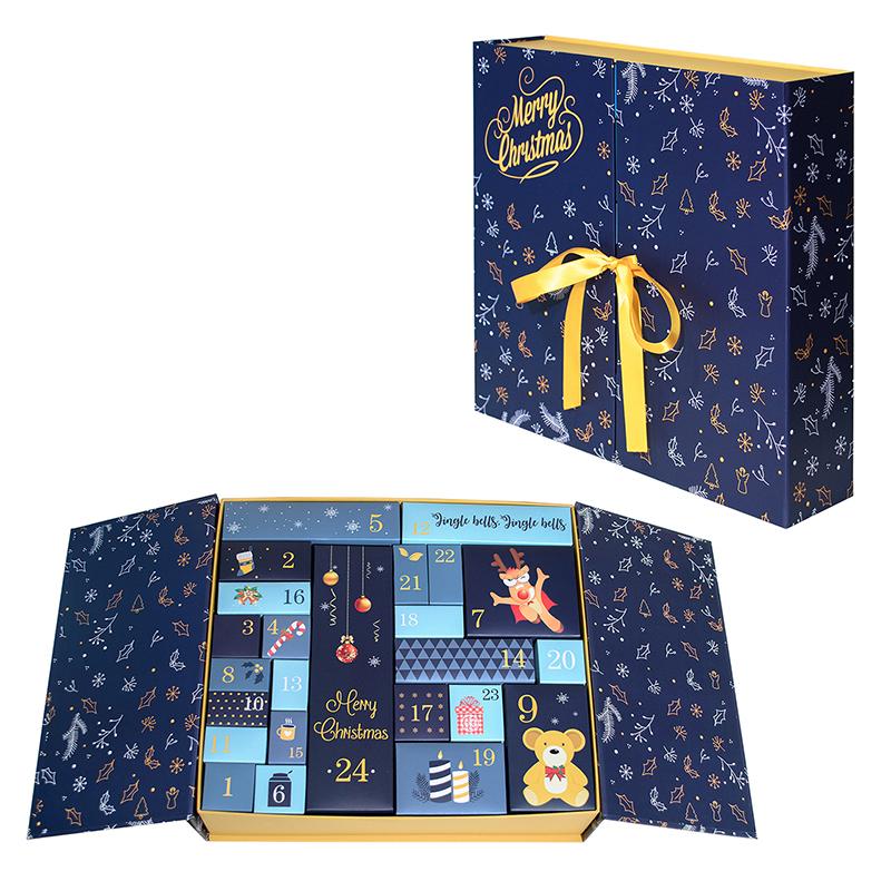 DIY Adventskalender Weihnachts-Countdown-Kalender mit 24 Papp-Schatzkästchen Xmas Leerer Countdown-Kalender
