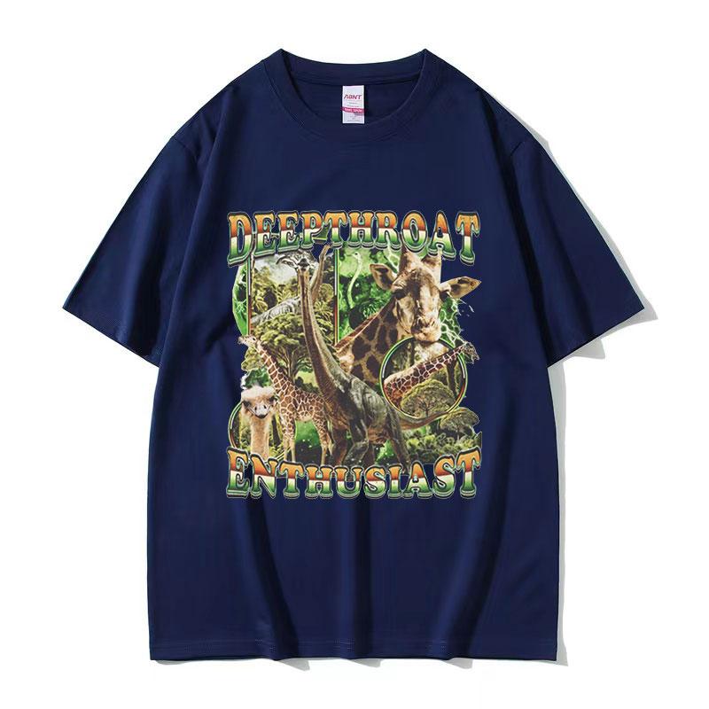 Deepthroat Enthusiast Giraffe Funny Meme T Shirts Men Women Retro High Quality Fashion T-shirt Tops Cotton Tshirt