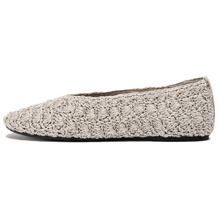 

Zara Textured Knit Pointed Toe Ballet Flats Beige Women 1545510102 36