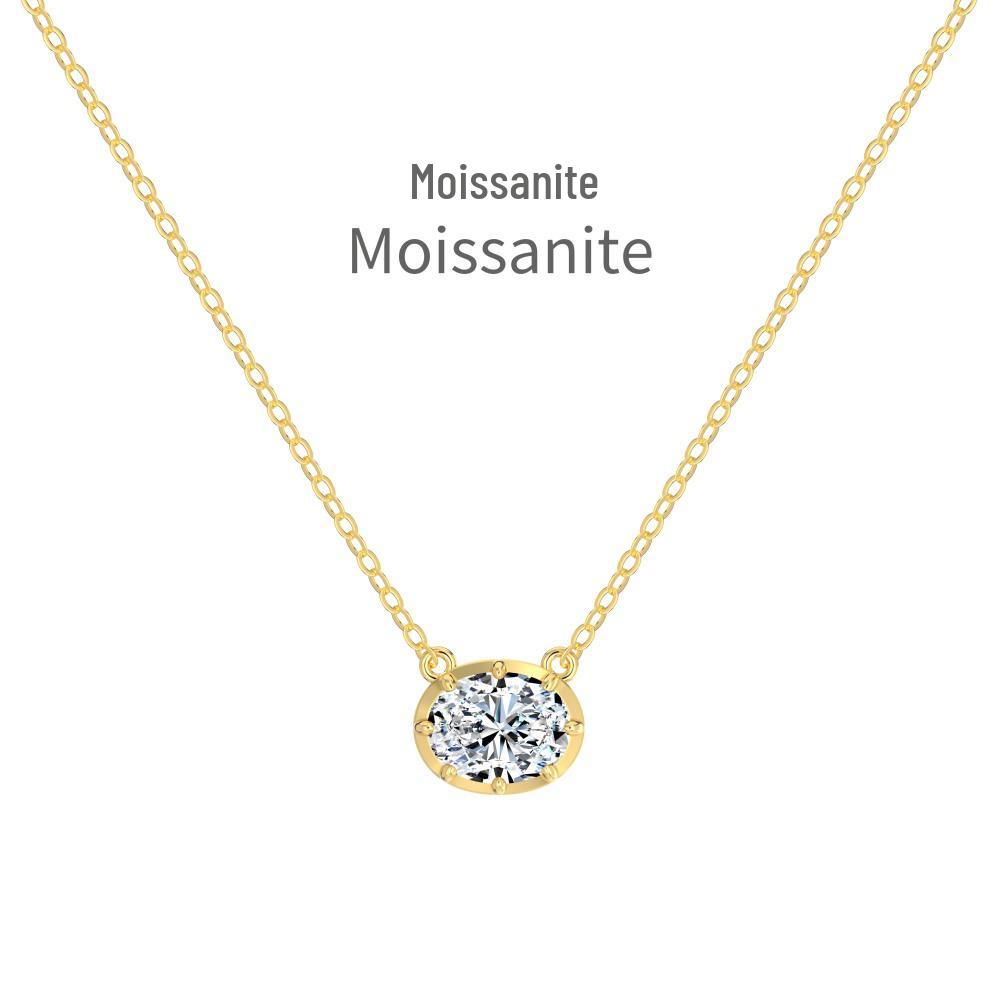 Mo Sang S925 Sterling Silver Oval Necklace & Earrings Set - Exquisite, Versatile, Super Sparkle; Perfect for Weddings & Banquets.