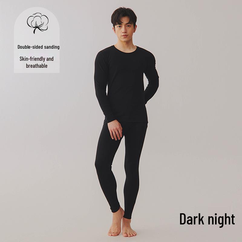 

Мужской комплект базового слоя из более плотного хлопка с круглым вырезом и влагоотводящими свойствами (280г) – Теплое длинное термобелье на осень/зиму 2XL