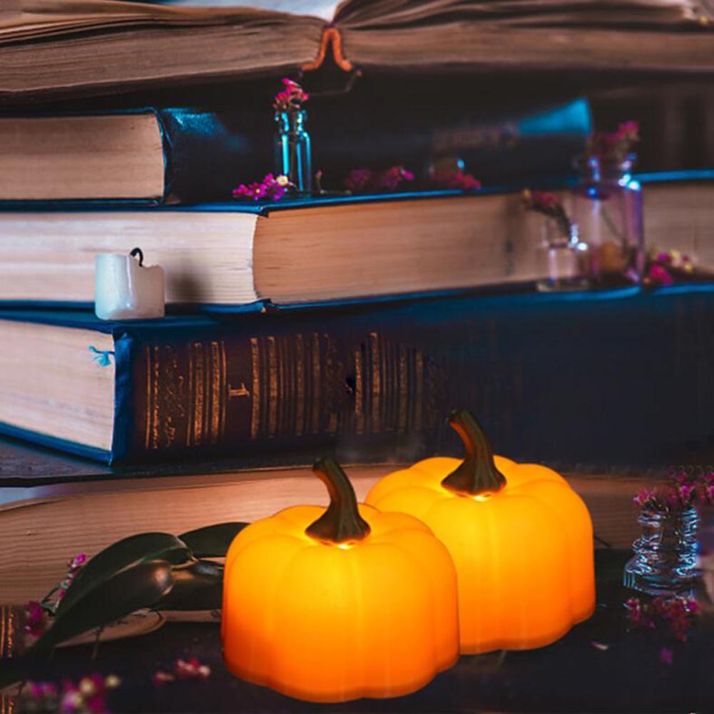 6pcs Pumpkin Candle Lights, LED Candles Tea Lights, Halloween Decoration Lights, Flameless Candles Lamp, Battery Candles Lights
