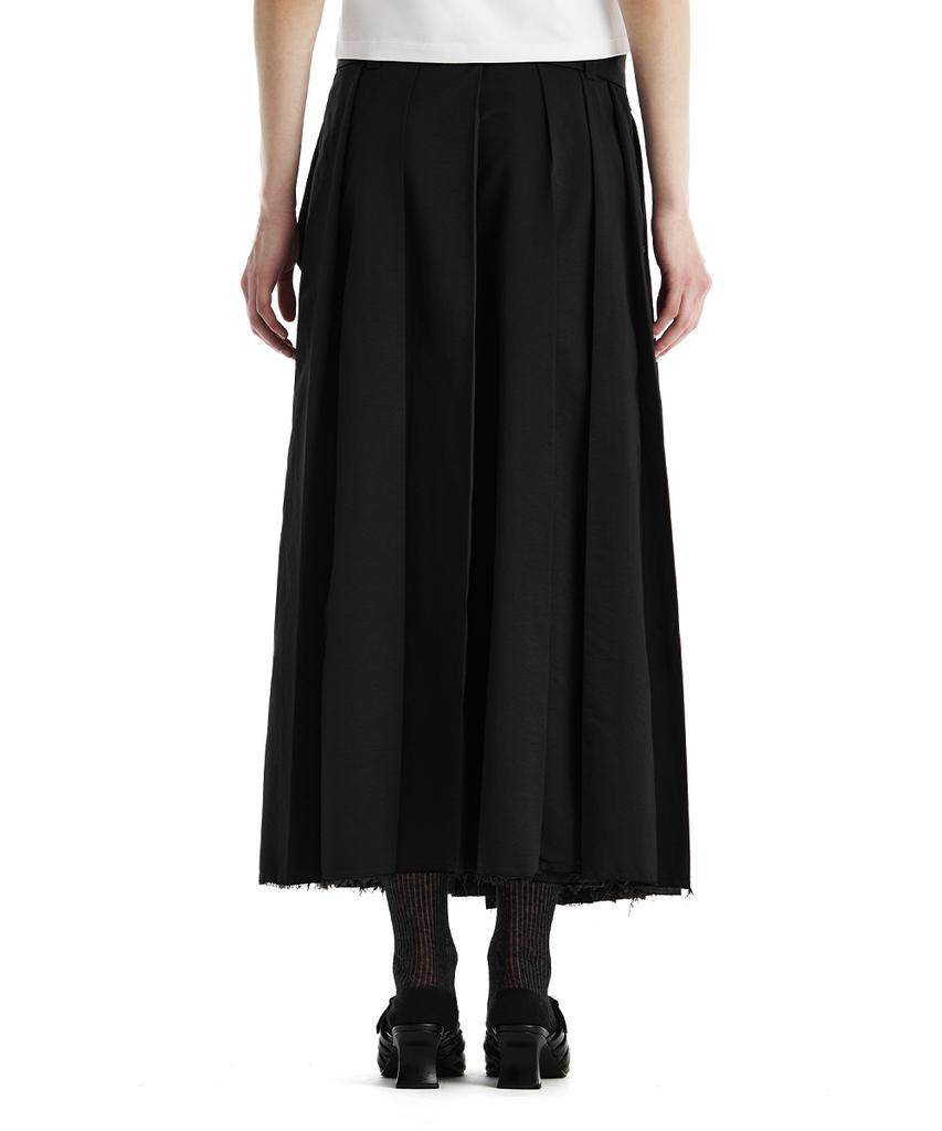 Teulimingbeodeu Belted Deep Pleat Skirt [ Black ]