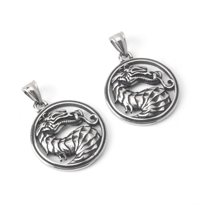 Titanium Steel Mortal Kombat Dragon Pendant Necklace - Stainless Steel Punk Fashion.