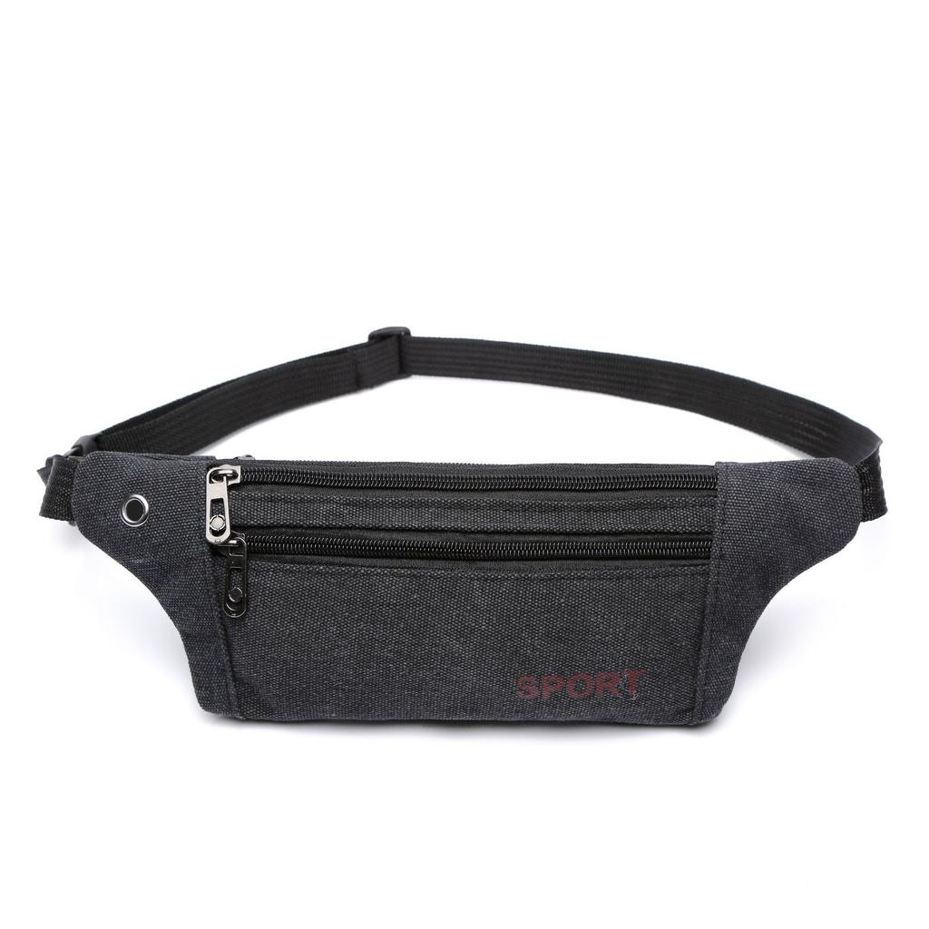 Men's Canvas Waist Bag Breathable Outdoor Sports Hiking Chest Bag Men's Mobile Phone Bag