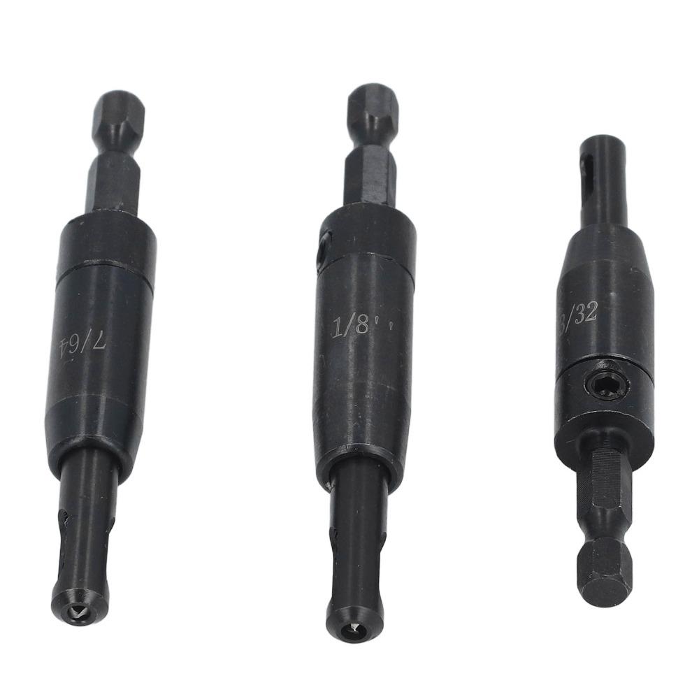 3 PCS Hex Shank Self Centering Drill Bit Set Center Drill Bit  Cabinet and Door Hinge Installation