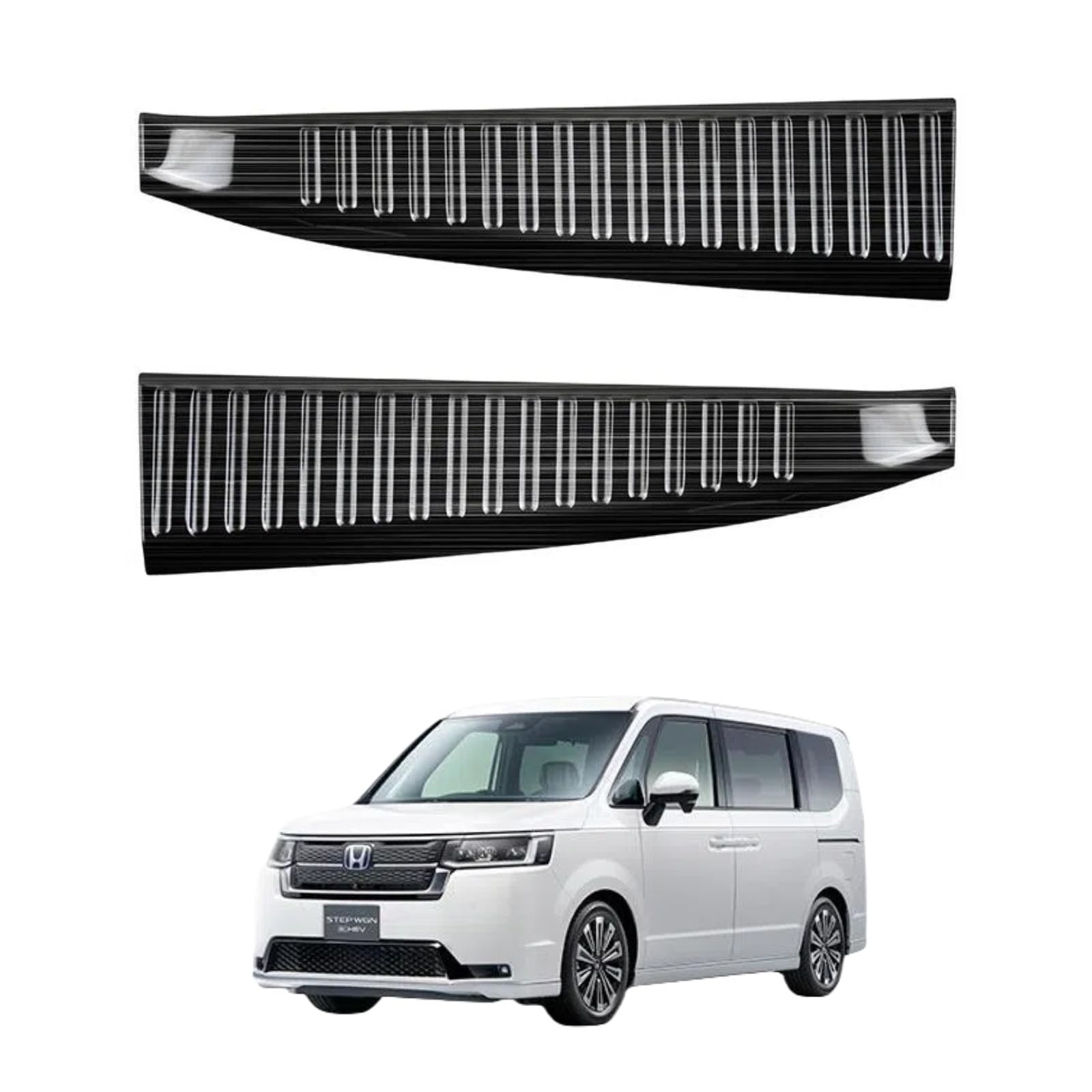 New Step WGN RP Series Wagon Custom Luggage Scuff Luggage Trunk Protective Stainless Steel Garnish RP8 Black Hairline Uxi.Shop (Step RP8) Accessory,