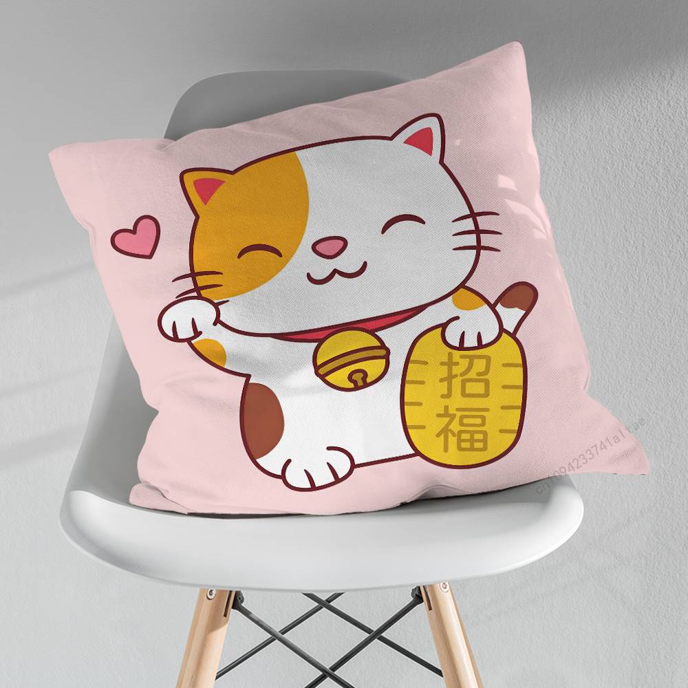 Cartoon Glückskatze Japanisch Verschiedene Größen Quadratische Kissenhülle Für Auto Haus Schlafzimmer Dekor Geburtstag Geschenk