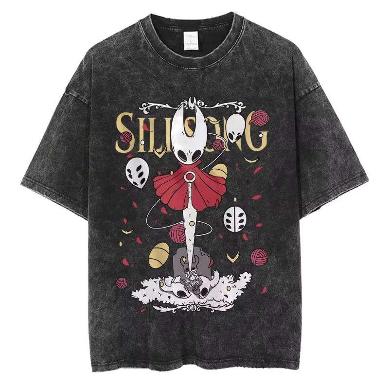 Hra Hollow Knight Vintage Prané Tričko Pánské Dámské Ležérní Oversized Kulatý Výstřih Krátký Rukáv Trička Pánské 100% Bavlněné Tričko