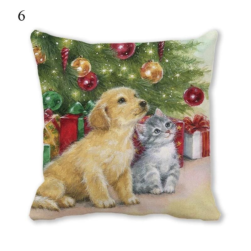 Husă de pernă de Crăciun Animal Câine Pisică Ghirlanda de biciclete Pom de Crăciun Decor de Crăciun Birou Canapea Pat Mașină Husă de pernă