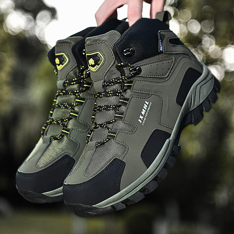 Mens Hiking Shoes Outdoor Work Anti Slip Stable Shock-absorbing Mountain Training Leisure Sneaker Comfort Walking High Top Boots