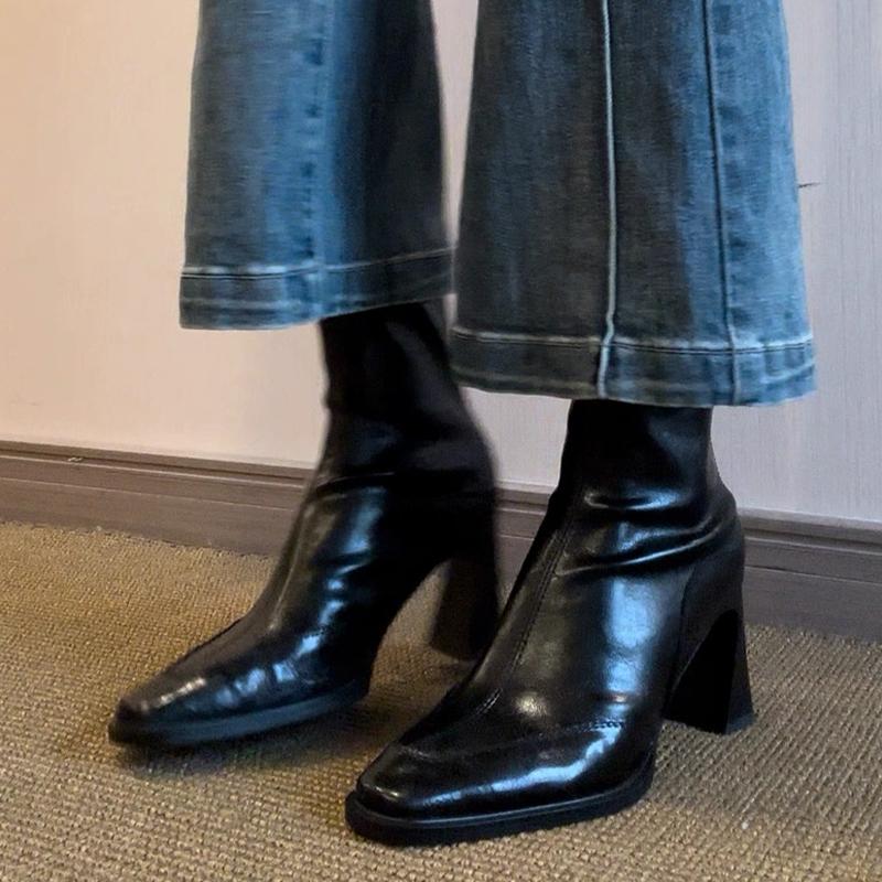 Mode High Heels Damen Stiefeletten Klobige Mode Kleiderschuhe Designer 2025 Winter Chelsea Boots Frau Neu Goth Pumps Femme Zapatos